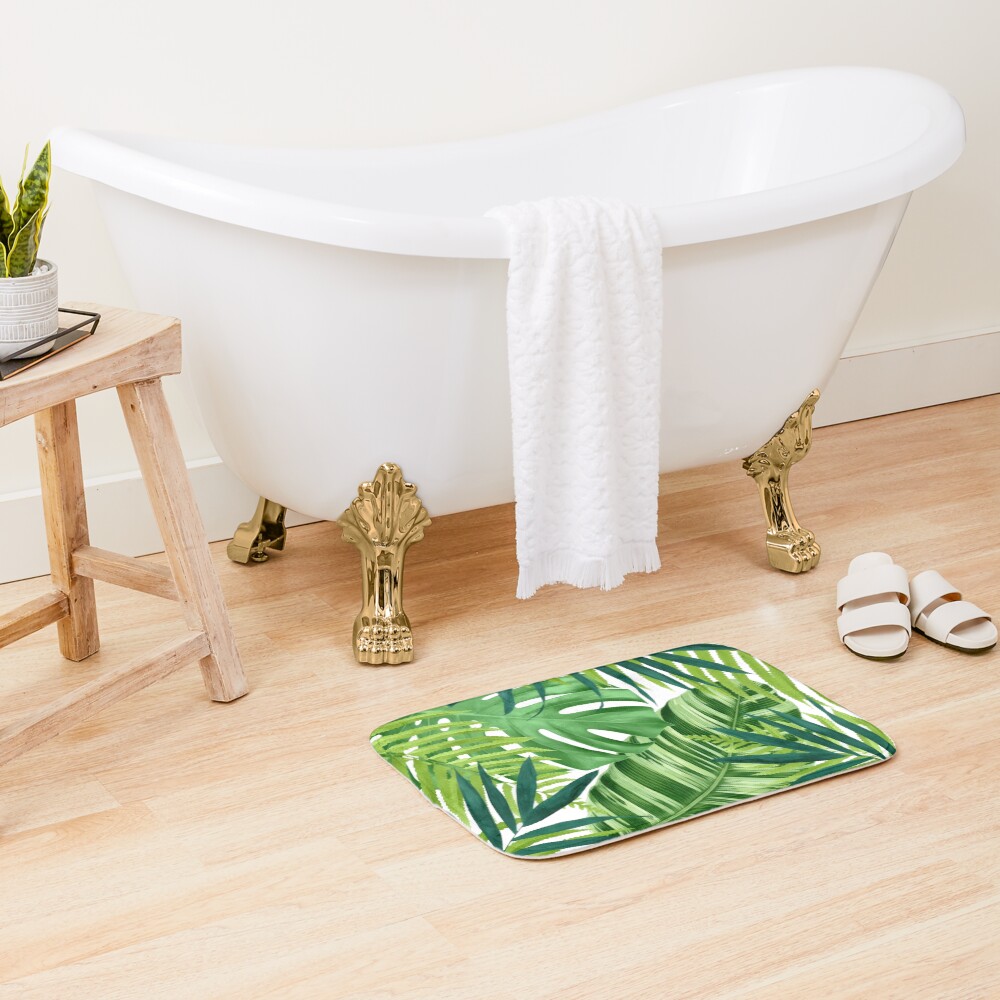 Tropical leaves III Bath Mat