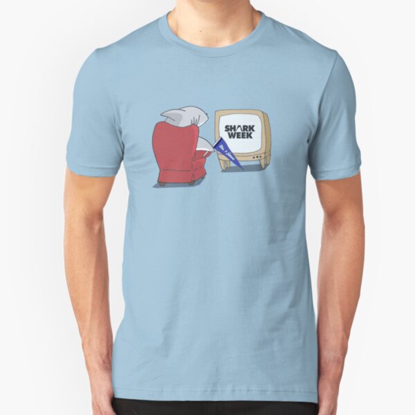 What shark's watch on Shark Week Slim Fit T-Shirt