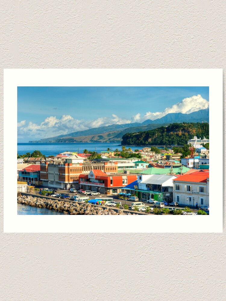 Alternate view of A View of Roseau Art Print