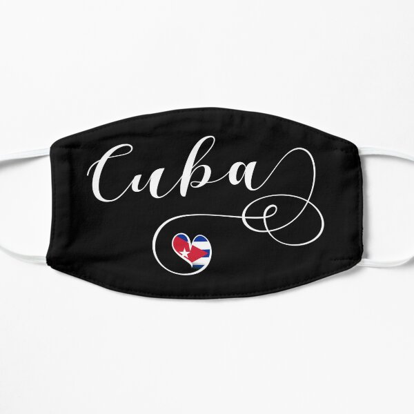 Pegatina Cuba, Corazón Cuba, Bandera Cubana Mascarilla plana