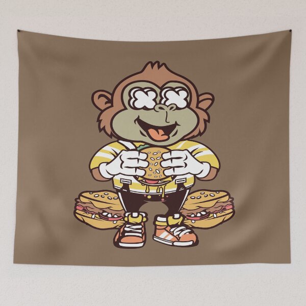 Item preview, Burger monkey cartoon designed and sold by cartoonbug.