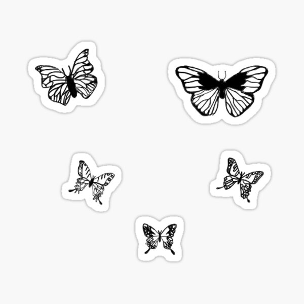 Mini Light Black and White Monarch Butterfly Boho Sticker 12 Pack Sticker  for Sale by GlowinUp Shop