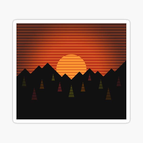 80s Landscape & Rising Sun (Autumn) Sticker
