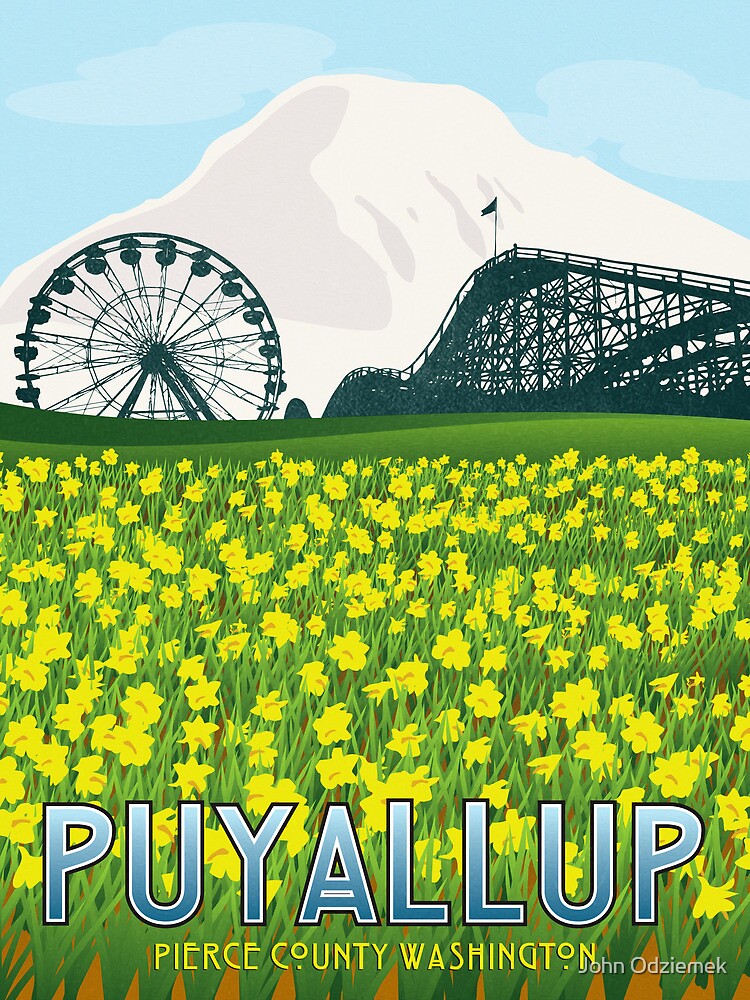 Vintage Puyallup Washington Poster By John Odziemek Redbubble