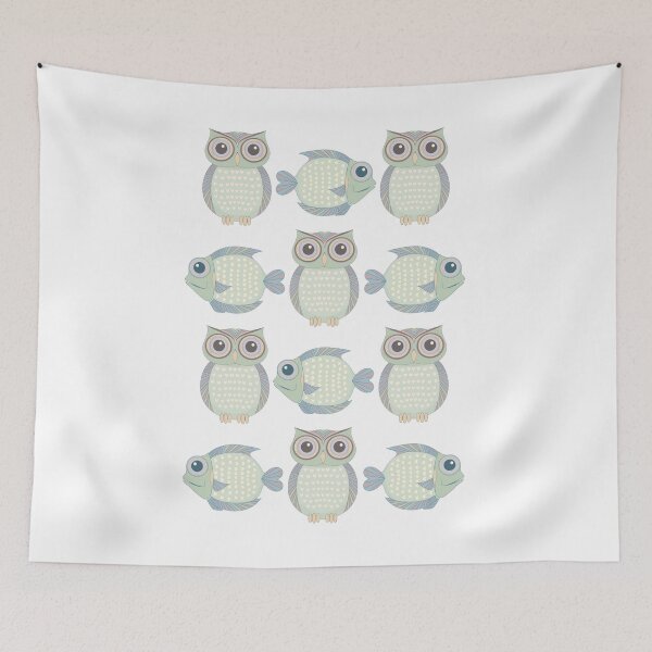 Item preview, Owls & Fish designed and sold by Jean Gregory Evans.