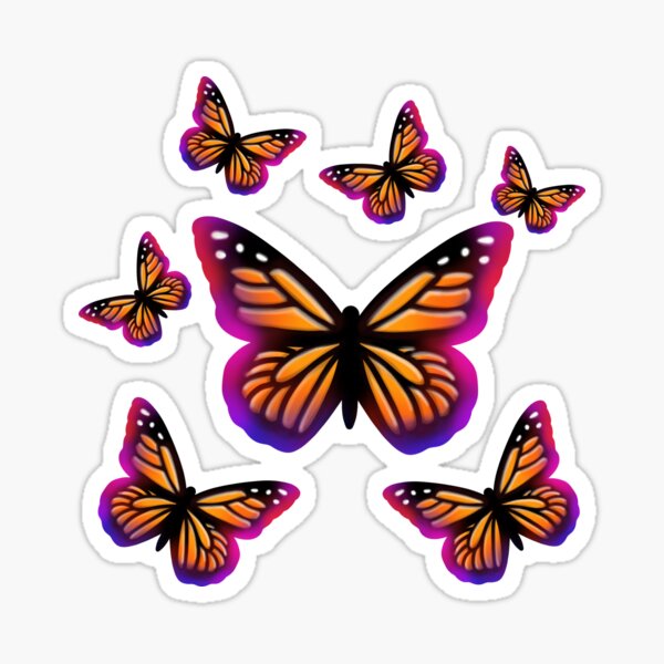Pink butterfly Sticker for Sale by spacecatxx