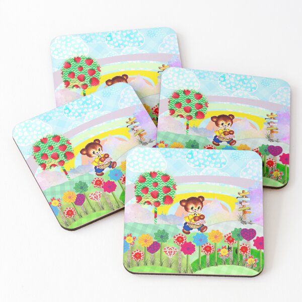 Item preview, Vintage storybook teddy bear on a picnic, set in a backdrop of cuteness. designed and sold by CirqueBizerk.