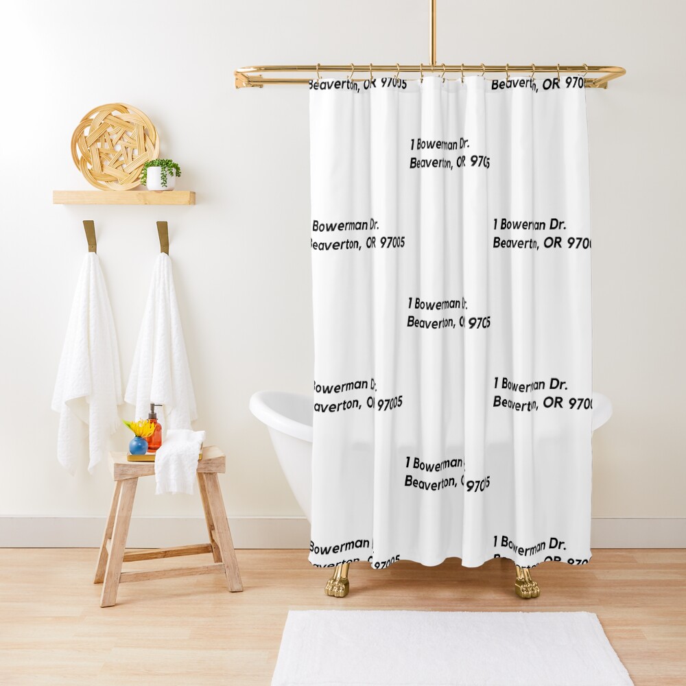 "Nike HQ Address (Black)" Shower Curtain for Sale by fandomtshirtss