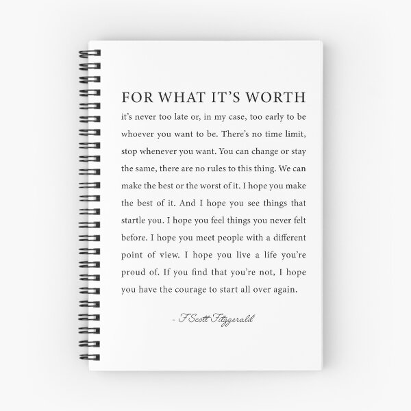 Item preview, For What It s Worth Quote, F. Scott Fitzgerald Quote designed and sold by corbrand.