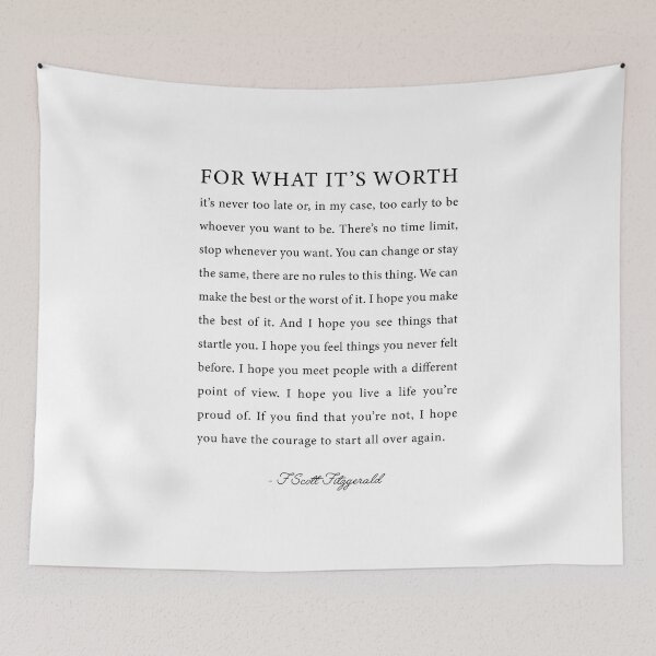 Item preview, For What It s Worth Quote, F. Scott Fitzgerald Quote designed and sold by corbrand.