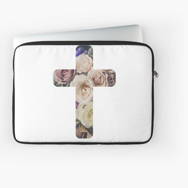 Floral Christian Cross Laptop Sleeve