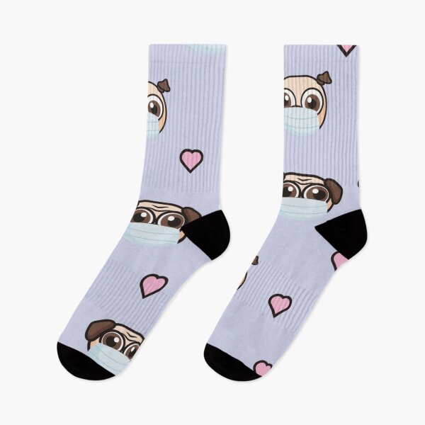Item preview, Cute Pugs Wearing Masks Pattern With Pink Hearts Shapes  Graphic illustrations   designed and sold by MerchSpot.