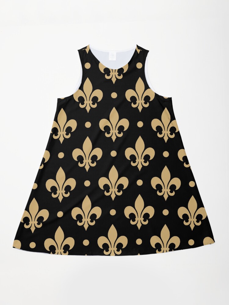 black and gold saints dress New Orleans Saints Black & Gold Glitter Script Tinsel Dress XS main image 0