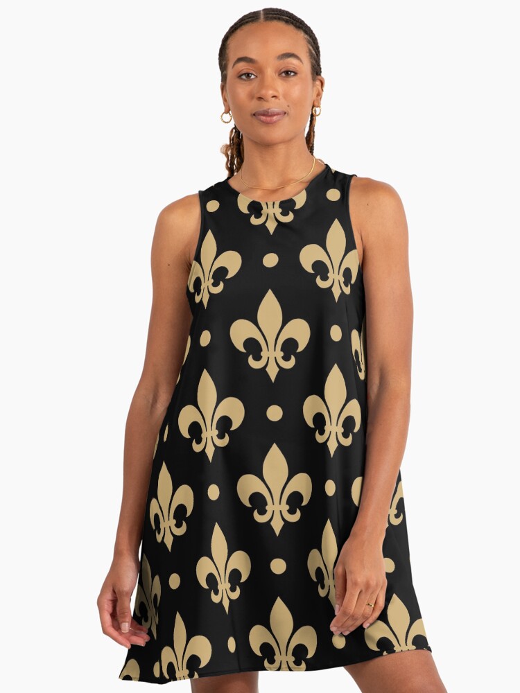 Gold & Black Fleur de Lis - Saints Fans Louisiana Fleur de Lis A-Line Dress