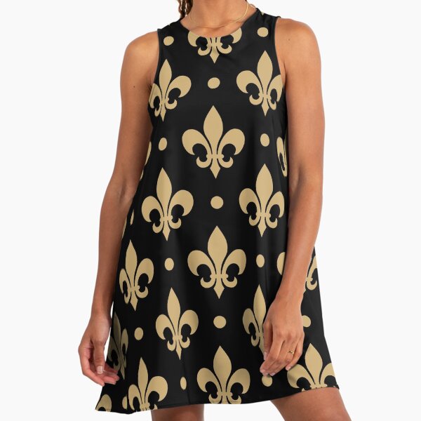 Gold & Black Fleur de Lis - Saints Fans Louisiana Fleur de Lis A-Line Dress Gold & Black Fleur de Lis - Saints Fans Louisiana Fleur de Lis A-Line Dress