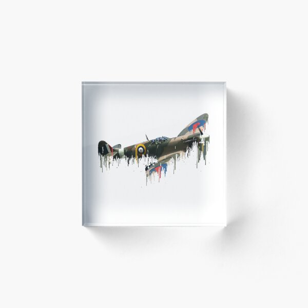 Awesome Spitfire Liquid Metal Art Acrylic Block
