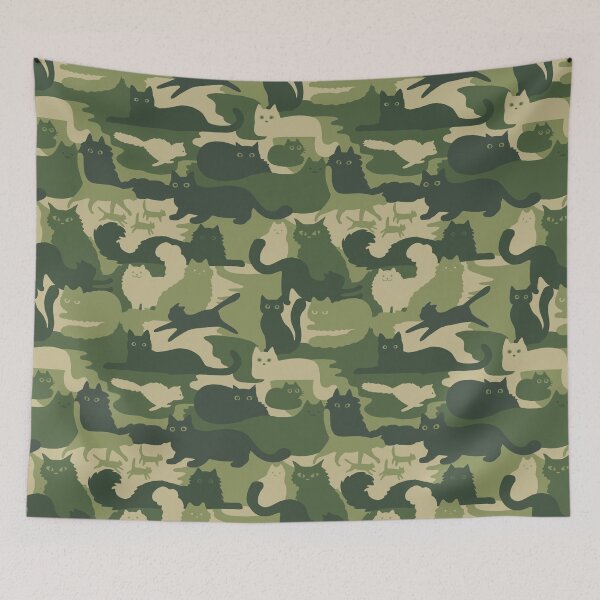 Item preview, Camouflage Pattern with Cats | Green Cat Camo designed and sold by Jenn Inashvili.