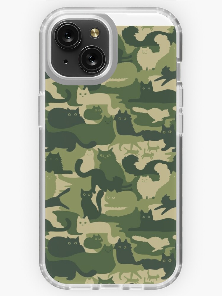 Camouflage Pattern with Cats Green Cat Camo