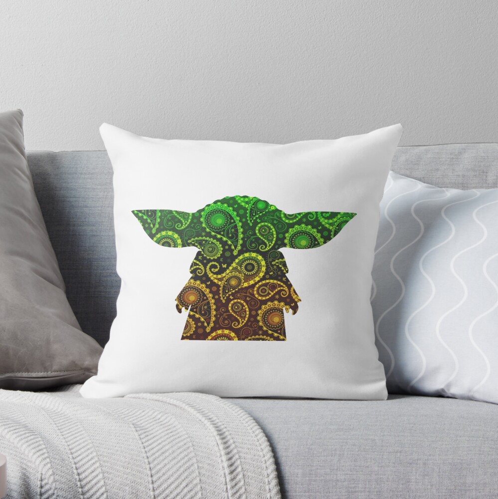 Teardrop Mandala Silhouette - Alien Forest - White Background Throw Pillow