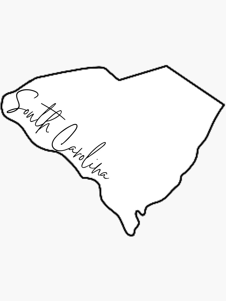 south-carolina-cursive-state-outline-sticker-for-sale-by-cydneyabel