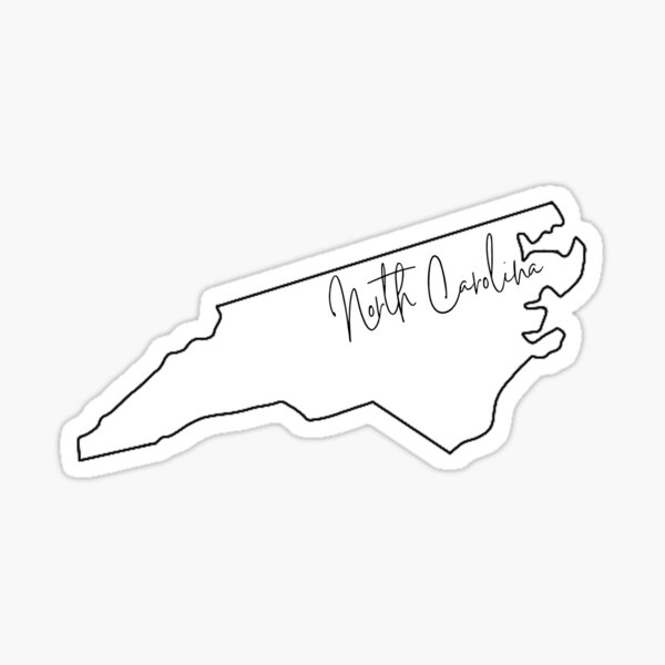 north-carolina-cursive-state-outline-sticker-by-cydneyabel-redbubble