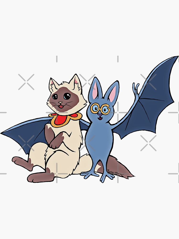 "Cat and Bat" Sticker for Sale by ScribbOwls Redbubble