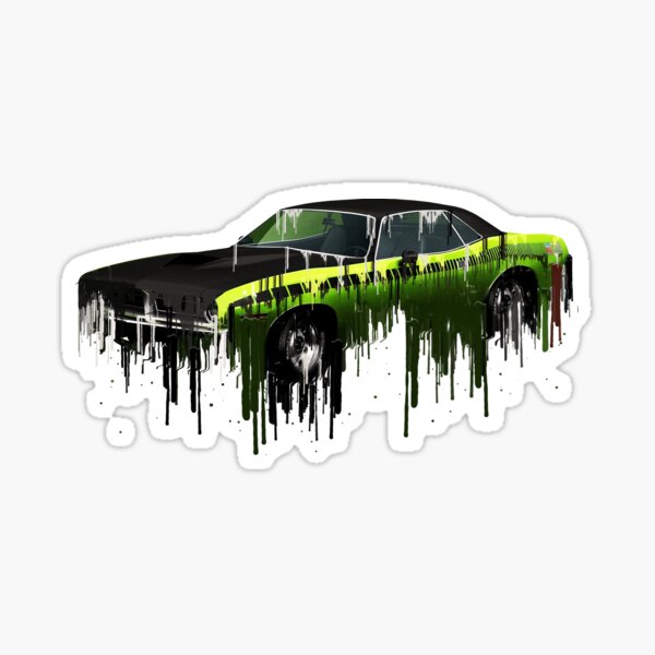 Awesome Plymouth Cuda Liquid Metal Art Sticker