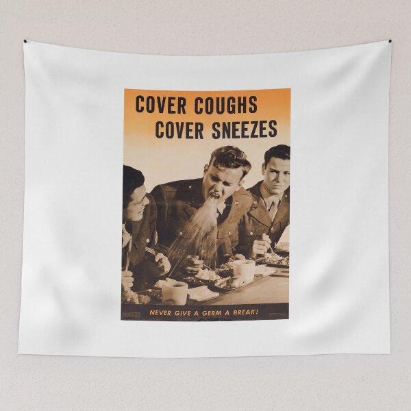 Item preview, Cover Coughs, Cover Sneezes. Never Give a Germ a Break!  - Vintage WW2 Propaganda Health Poster designed and sold by 321Outright.