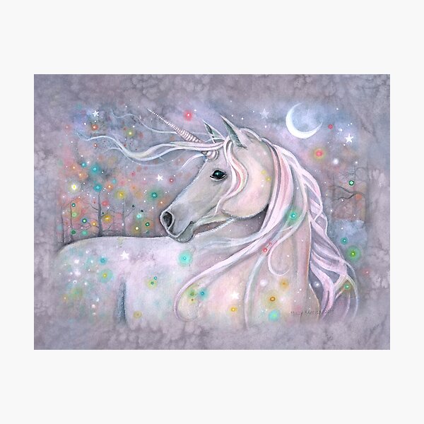 Item preview, Twinkling Lights Unicorn Fantasy Art by Molly Harrison designed and sold by Molly  Harrison.
