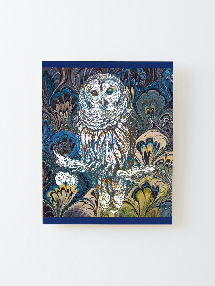 Alternate view of Owl in Blue Mounted Print