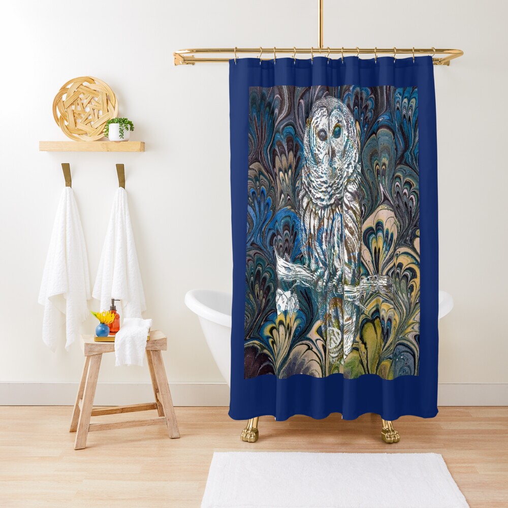 Owl in Blue Shower Curtain