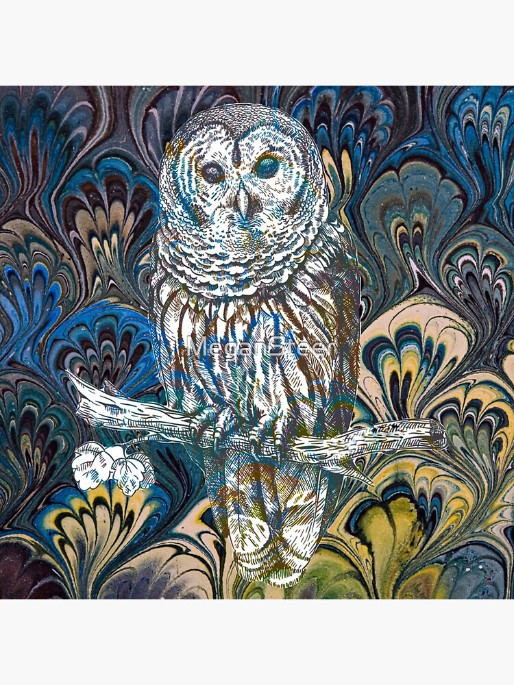 Artwork view, Owl in Blue designed and sold by MeganSteer