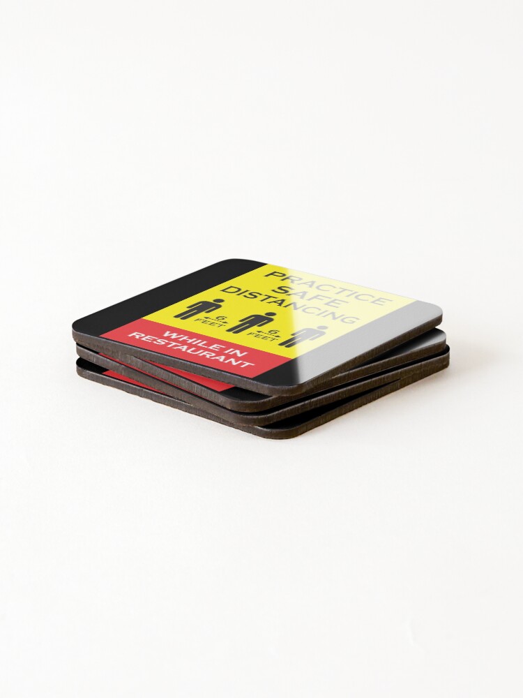 Thumbnail 4 of 5, Coasters (Set of 4), Practice Safe Distance In Restaurant designed and sold by dhajr.
