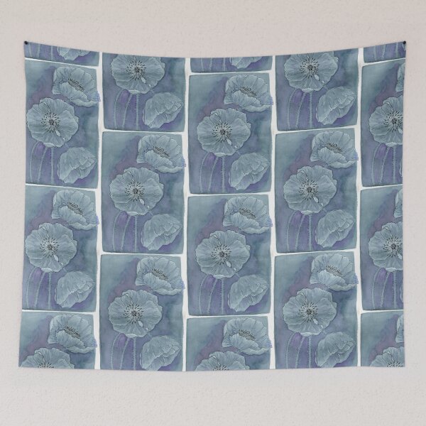 Item preview, Indigo Poppies Watercolor Original Artwork designed and sold by RoyalSunGate.