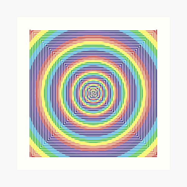 Square Spiral Rainbow Art Print