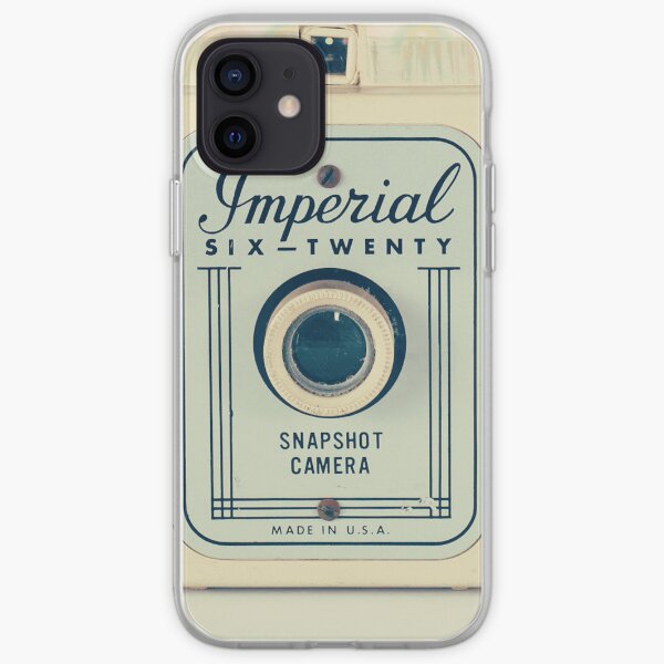 Retro - Vintage Pastel Camera on Beige Pattern Background iPhone Soft Case