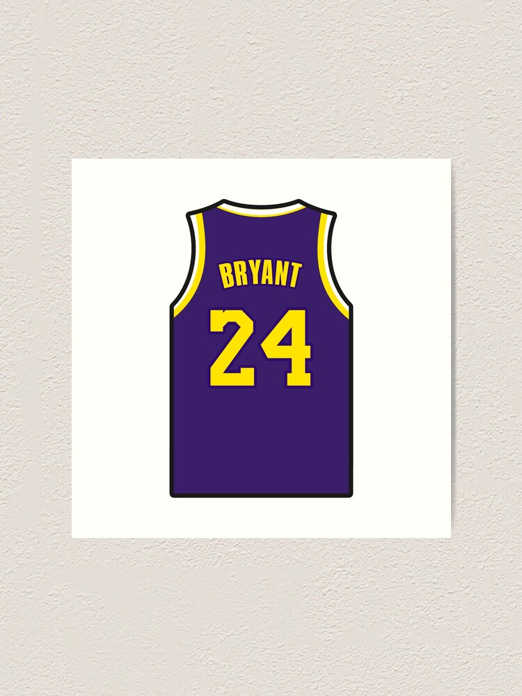 Kobe Bryant Purple Jersey With 24 Yellow Number Art Print By Vectortower Redbubble