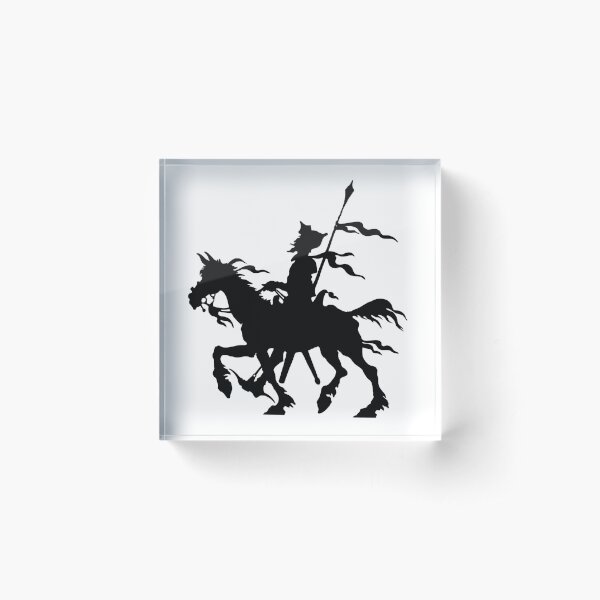 Don Quixote of La Mancha and Rocinante | Don Quixote Silhouette | Black and White | Acrylic Block