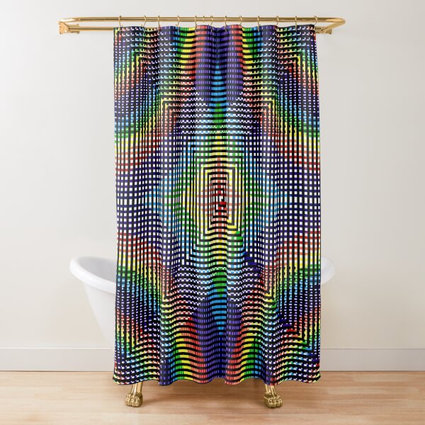 Square Spiral Rainbow Shower Curtain