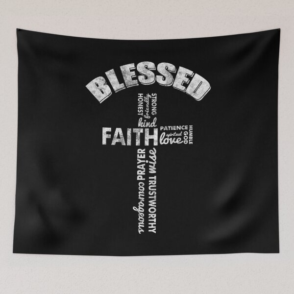 Item preview, Blessed Christian Cross Word Cloud Design designed and sold by tshirtexpressiv.