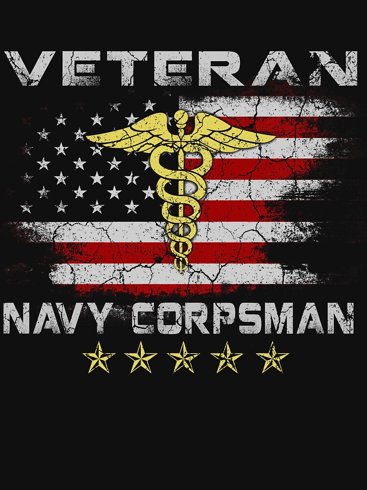 Proud Us Navy Corpsman Veteran Flag Vintage T Shirt Patriotic T T Shirt For Sale By 