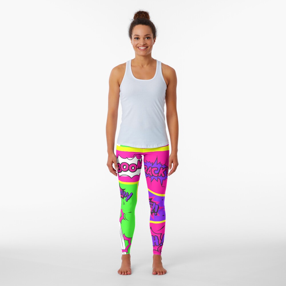 Bright and Colorful Comic Book Art Leggings