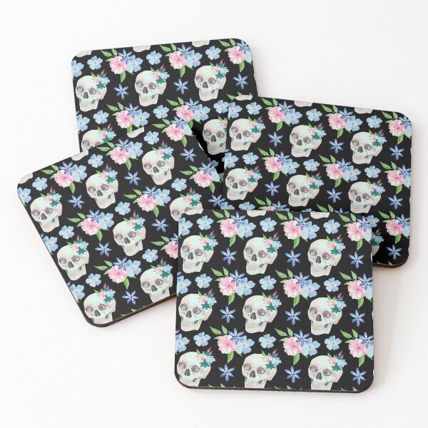 Item preview, Floral Watercolor Skull Pattern designed and sold by MyTribePatterns.