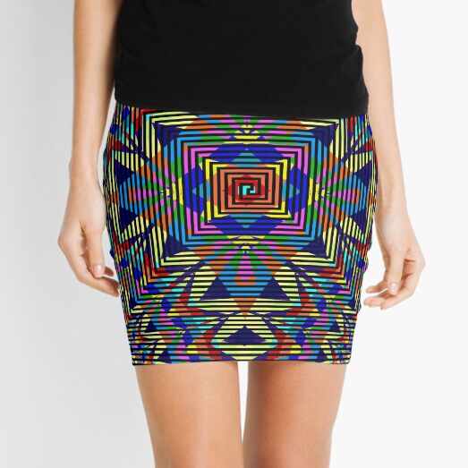 Square Spiral Rainbow Mini Skirt