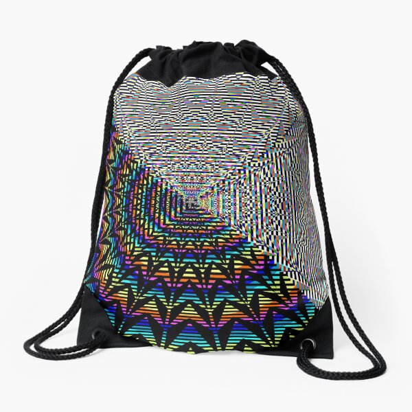 Square Spiral Rainbow Drawstring Bag