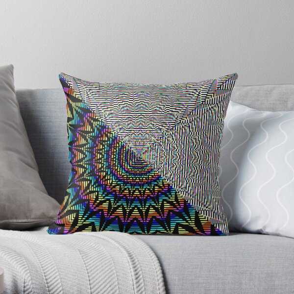 Square Spiral Rainbow Throw Pillow