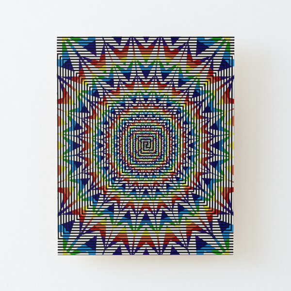 Square Spiral Rainbow Wood Mounted Print