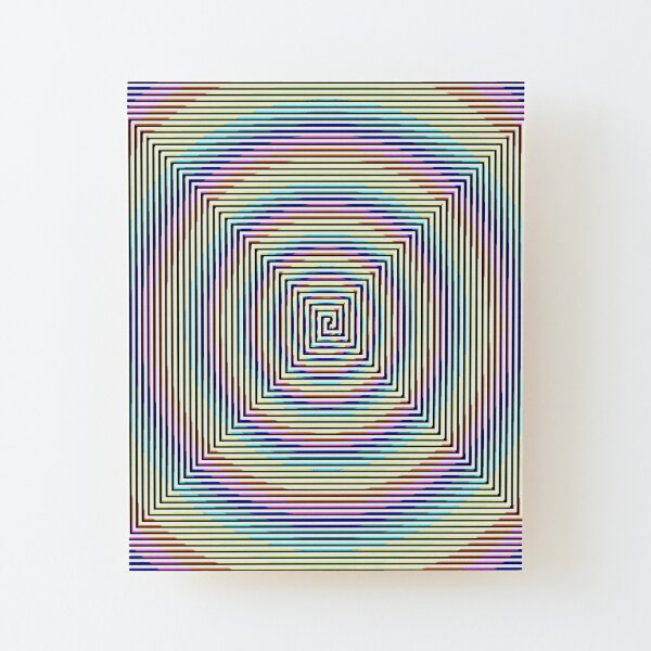 Square Spiral Rainbow Wood Mounted Print
