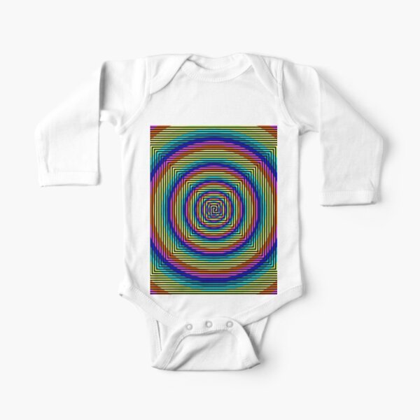 Square Spiral Rainbow Long Sleeve Baby One-Piece