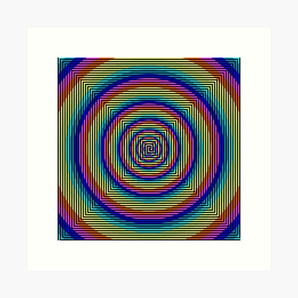 Square Spiral Rainbow Art Print